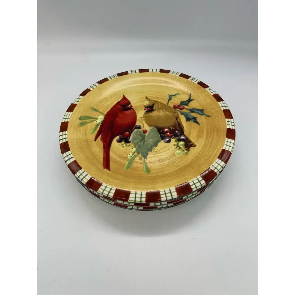 Lenox Winter Greetings Cardinal by Catherine McClung Set of 4 Salad Plates 8.5